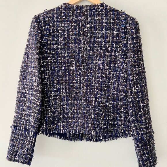 BANANA REPUBLIC Blue, Black and White Boucle Jacket - Size 4 - Picture 4 of 4